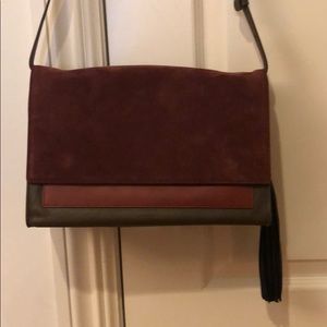 Leather Shoulder Bag by All Saints,olive/burgundy